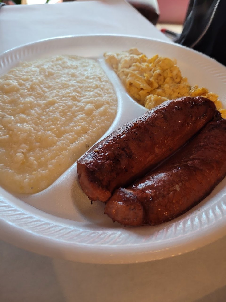 Grits Bacon or Sausage 2 Eggs